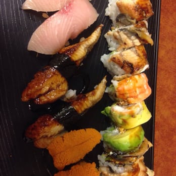 Geta - Hamachi, uni and unagi nigiri and dragon roll- the dragon roll was amazing - Japanese Near Me - Oakland, California