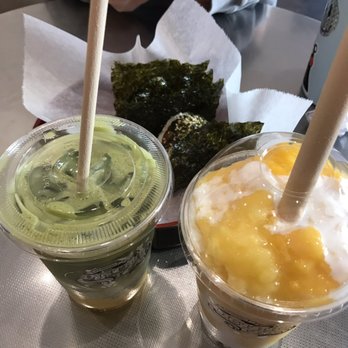 District Tea - Mango Coconut Mango Matcha Latte Tuna Onigiri - Bubble Tea Near Me - San Francisco, California District Tea - Mango Coconut Mango Matcha Latte Tuna Onigiri - Bubble Tea Near Me - San Francisco, California
