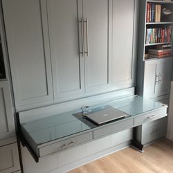 Progress Glass - Murphy bed desk combo with glass top.