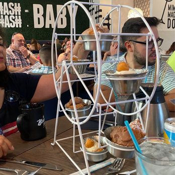 Hash Kitchen - The Ferris wheel of pastries. 3 of the cream puffs and 3 of a cannoli type of thing. Good stuff and just flat out cool! - Breakfast & Brunch Near Me - Peoria, Arizona