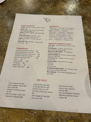 Menu photo 1 Small Town Brewing Mullins, SC