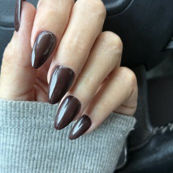 Del Amo Nails - Almond nails in dark chocolate brown by Kevin. - Nail Salons Near Me - Torrance, California Del Amo Nails - Almond nails in dark chocolate brown by Kevin. - Nail Salons Near Me - Torrance, California