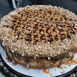 The Cheesecake Connection - This is our turtle cheesecake.  Topped with tons of pecans, chocolate and caramel sauce!