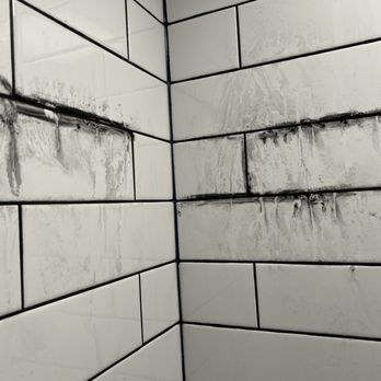 Prestige Grout, Marble & Granite - Bleeding / Dissolving black grout installed incorrectly. - Grout Services Near Me - Schaumburg, Illinois Prestige Grout, Marble & Granite - Bleeding / Dissolving black grout installed incorrectly. - Grout Services Near Me - Schaumburg, Illinois