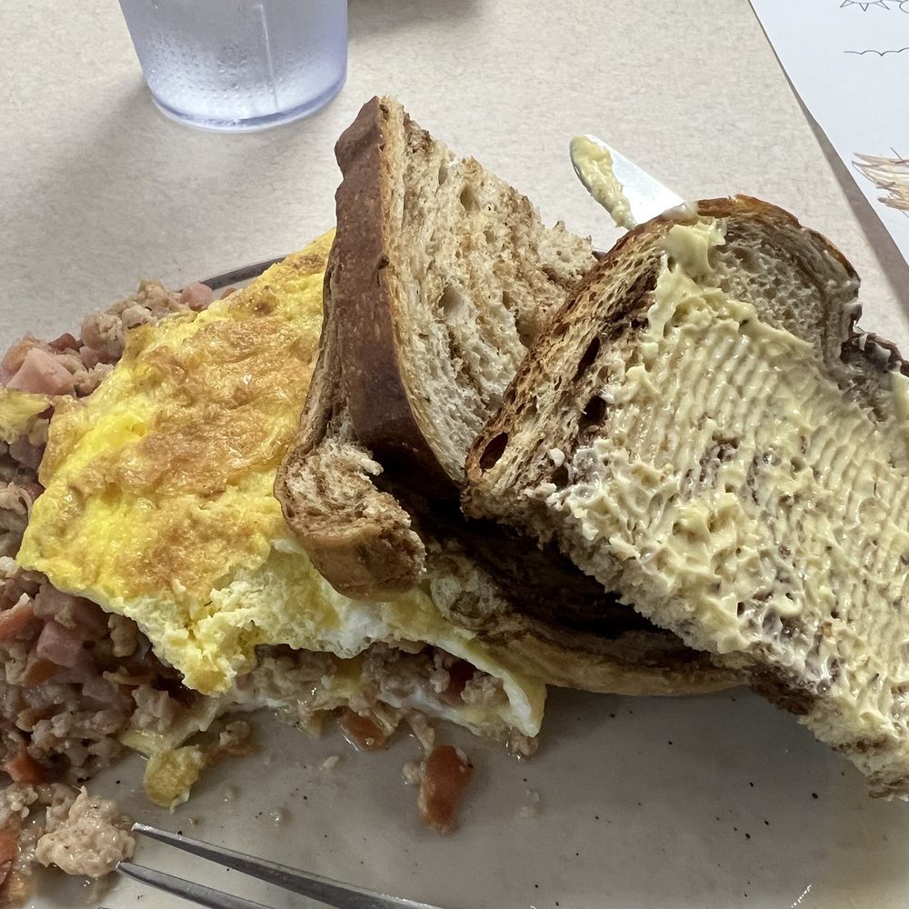 an omelet and a sandwich an omelet and a sandwich