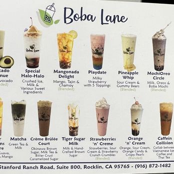 Boba Lane - Menu - Bubble Tea Near Me - Rocklin, California