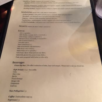 Pasta Palazzo - Back of Menu - Italian Near Me - Chicago, Illinois
