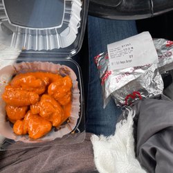 Arby's - Fave boneless Buffalo wings sauced the best! A wag you deluxe burger too!