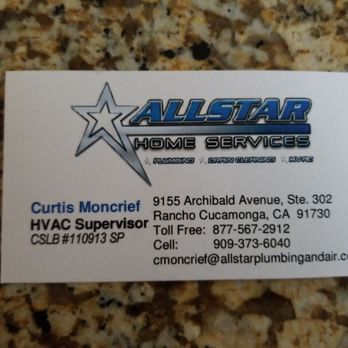 Allstar Plumbing Heating Air Closed 78 Photos 150 Reviews Plumbing 9155 Archibald Ave Rancho Cucamonga Ca Phone Number Services