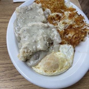 Judy's Cafe - Half order biscuits, 1 egg and sub hash browns for meat side. - American Near Me - Anchorage, Alaska