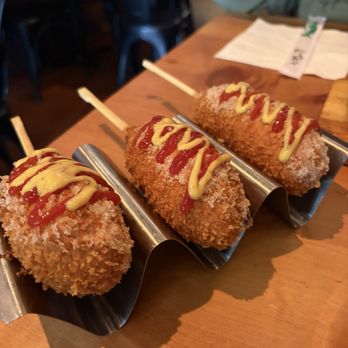 1st Street Pocha - Korean Corn Dogs (3 for $12) - Korean Near Me - Beaverton, Oregon 1st Street Pocha - Korean Corn Dogs (3 for $12) - Korean Near Me - Beaverton, Oregon