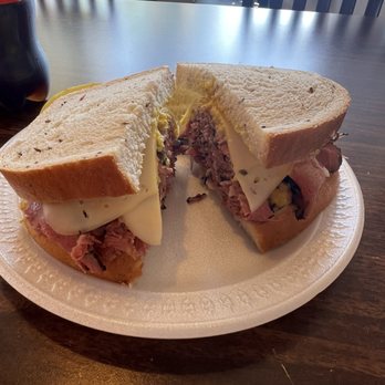 Al & Joe's Deli - Pastrami sandwiche with everything on it and a pickle on the side. - Delis Near Me - Franklin Park, Illinois
