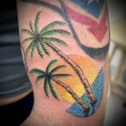 Heather Pilapil's Tattoo & Art - Palm trees beach tattoo by Heather Pilapil.