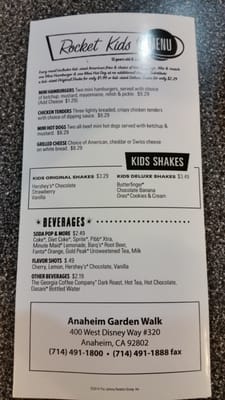 Menu photo 7 Johnny Rockets Anaheim, CA