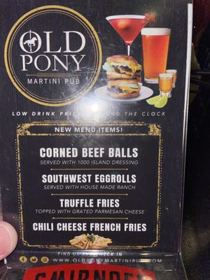 Menu photo 1 Old Pony Martini Pub Grosse Pointe, MI Menu photo 1 Old Pony Martini Pub Grosse Pointe, MI