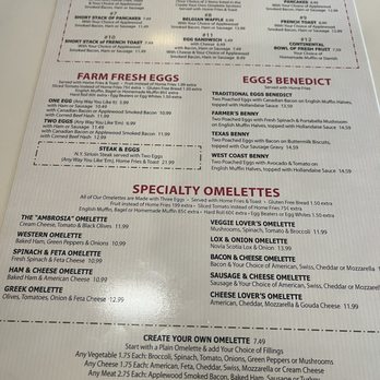 Ambrosia Diner - Breakfast menu - Diners Near Me - Queensbury, New York Ambrosia Diner - Breakfast menu - Diners Near Me - Queensbury, New York