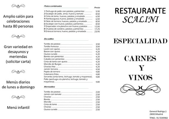 Menu photo 2 Scalini Madrid, M