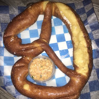 Tysons Biergarten - The King of Bavarian Pretzels with beer cheese. So yummy! - Beer Bar Near Me - McLean, Virginia