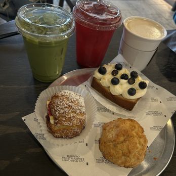 Cafe Fever - Salted biscuit, Raspberry Jam with butter biscuit , Blueberry Lemon Loaf with cream, matcha , Hibiscus tea, Coffee with salted foam - Bakeries Near Me - Artesia, California Cafe Fever - Salted biscuit, Raspberry Jam with butter biscuit , Blueberry Lemon Loaf with cream, matcha , Hibiscus tea, Coffee with salted foam - Bakeries Near Me - Artesia, California