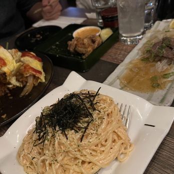 Sake Bar Hagi - Mentai Pasta Omurice Beef tongue Fried squid legs - Japanese Near Me - New York, New York Sake Bar Hagi - Mentai Pasta Omurice Beef tongue Fried squid legs - Japanese Near Me - New York, New York