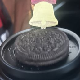 Oreo cuddles hot cocoa, topped with an Oreo. Oreo cuddles hot cocoa, topped with an Oreo.