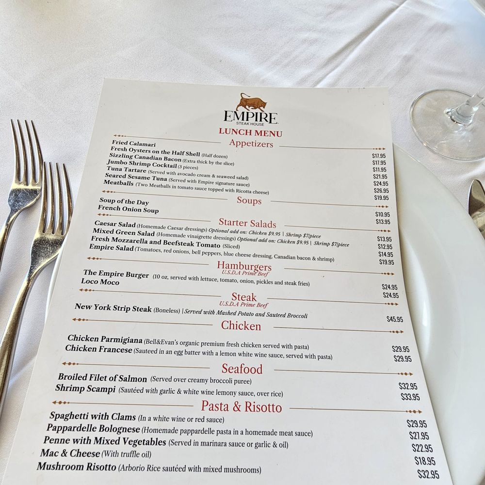 Empire Steak House - Regular Lunch Menu - Steakhouses Near Me - Honolulu, Hawaii Empire Steak House - Regular Lunch Menu - Steakhouses Near Me - Honolulu, Hawaii