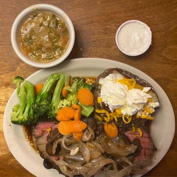 Texas Roadhouse - Prime Rib "Smothered", Loaded Bake Potatoes and Green Chile - American Near Me - Pueblo, Colorado Texas Roadhouse - Prime Rib "Smothered", Loaded Bake Potatoes and Green Chile - American Near Me - Pueblo, Colorado