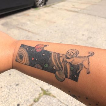 Magpie Tattoo - Galaxy Dog tattoo by Jinna - Tattoo Near Me - New York, New York Magpie Tattoo - Galaxy Dog tattoo by Jinna - Tattoo Near Me - New York, New York