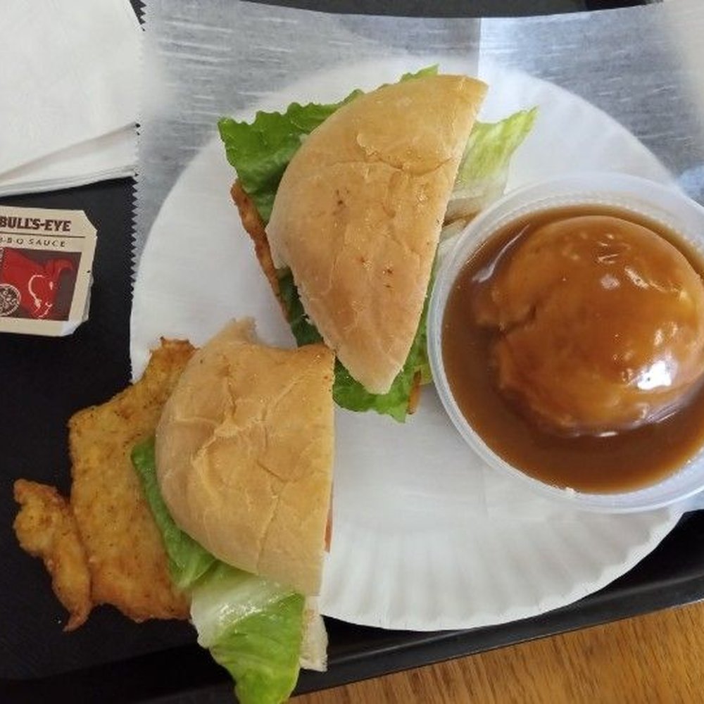 Breaded Fried Chicken Cutlet Sandwich Mashed Potatoes