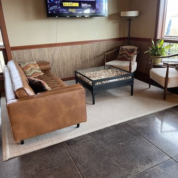 Abacela - Nice seating areas though the TV is a bit distracting - Wineries Near Me - Roseburg, Oregon