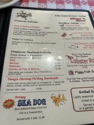 Menu photo 8 Tonys Chowder House Mount Dora, FL