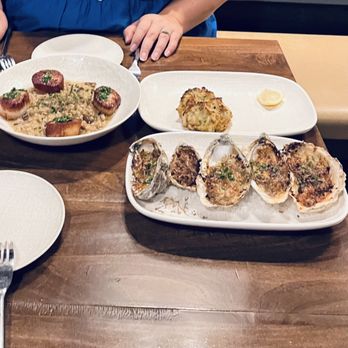 True Chesapeake - Seared scallops, Blue crab cake, French onion oysters - Seafood Near Me - Baltimore, Maryland True Chesapeake - Seared scallops, Blue crab cake, French onion oysters - Seafood Near Me - Baltimore, Maryland