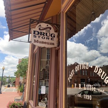 Oklahoma Frontier Drug Store Museum - Here is the entrance sign to the old drug store. - Museums Near Me - Guthrie, Oklahoma