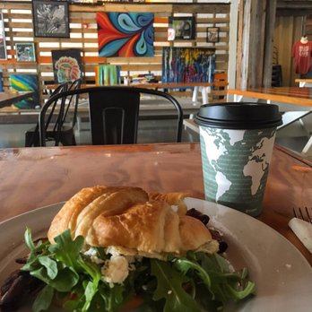 Blue Surf Cafe - Blt with eggs medium, arugula, and feta on a croissant with coffee. Awesome vibe. - Cafes Near Me - Wilmington, North Carolina Blue Surf Cafe - Blt with eggs medium, arugula, and feta on a croissant with coffee. Awesome vibe. - Cafes Near Me - Wilmington, North Carolina