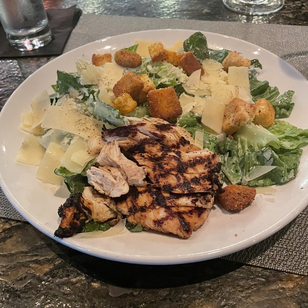 Rosewood Grill - Caesar salad with grilled chicken (subbed in for salmon off the social hour menu). - New American Near Me - Hudson, Ohio