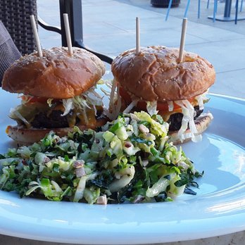 Nick's Manhattan Beach - Hamburger with salad - American Near Me - Manhattan Beach, California Nick's Manhattan Beach - Hamburger with salad - American Near Me - Manhattan Beach, California