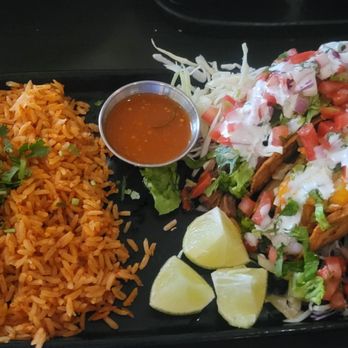 Que Vida Tacos Huntington Beach - Chicken and Beef Taco with Rice.. beans are also available - Cocktail Bars Near Me - Huntington Beach, California