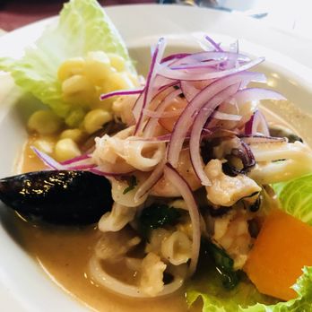 Best Ceviche Ever - Ceviche with mussels, squid and shrimp - Peruvian Near Me - Boynton Beach, Florida Best Ceviche Ever - Ceviche with mussels, squid and shrimp - Peruvian Near Me - Boynton Beach, Florida