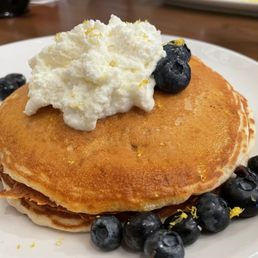 Lemon Blueberry Goat Cheese Pancakes