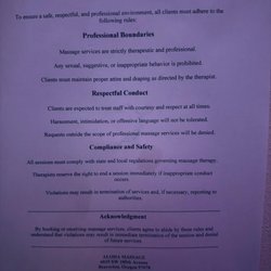 Aloha Massage - Conduct rules