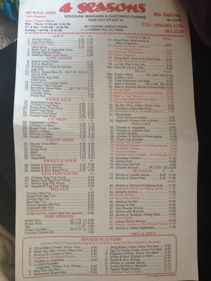 Menu photo 8 Four Seasons Chinese Restaurant Cherry Hill, NJ Menu photo 8 Four Seasons Chinese Restaurant Cherry Hill, NJ