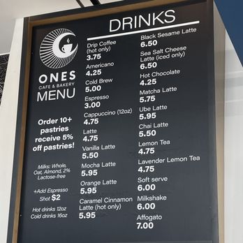 Ones Cafe & Bakery - Menu 7/10/2026 - Bakeries Near Me - Alameda, California