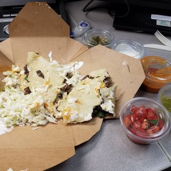 Mid St8 Taco - Crumbling but tasty Beef quesadilla with condiments - Mexican Near Me - Lemoyne, Pennsylvania