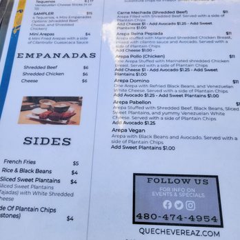Que Chevere - Menu - Venezuelan Near Me - Mesa, Arizona Que Chevere - Menu - Venezuelan Near Me - Mesa, Arizona