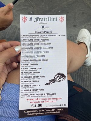 Menu photo 4 I 2 Fratellini Florence, FI Menu photo 4 I 2 Fratellini Florence, FI