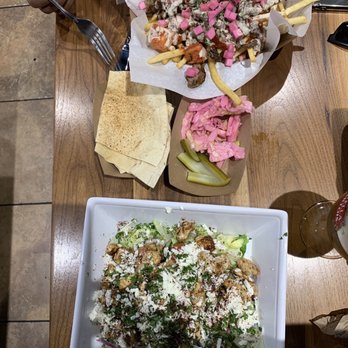 Cafe Du Liban - Chicken Salad and Beef Shawarma Fries - Middle Eastern Near Me - Tarzana, California