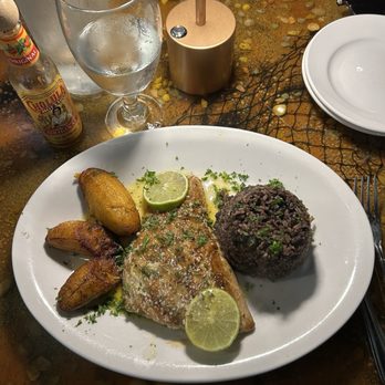 Bella Cuba - Grilled Florida Red Snapper Fillet with fried sweet plantains and rice & beans - Cuban Near Me - Miami Beach, Florida