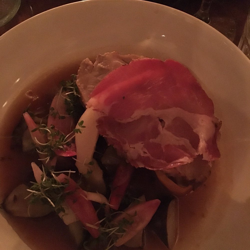 20 A - Roast pork with Jerusalem artichokes and root vegetables - French Near Me - Copenhagen, 84 20 A - Roast pork with Jerusalem artichokes and root vegetables - French Near Me - Copenhagen, 84