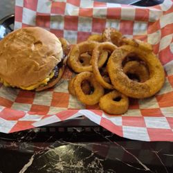 Louie’s Smash N Grill - The Burnout :  SmashBurger, Cheddar Cheese, Bacon, Onion Rings, House BBQ, with Onion Rings for $14.99.  5/2/2026