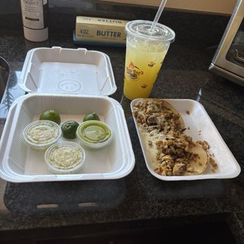 Taco Boys - Chicken tacos with cheese and cabbage, lime and avocado crema to add on. Pineapple agua fresca - Tacos Near Me - Phoenix, Arizona Taco Boys - Chicken tacos with cheese and cabbage, lime and avocado crema to add on. Pineapple agua fresca - Tacos Near Me - Phoenix, Arizona